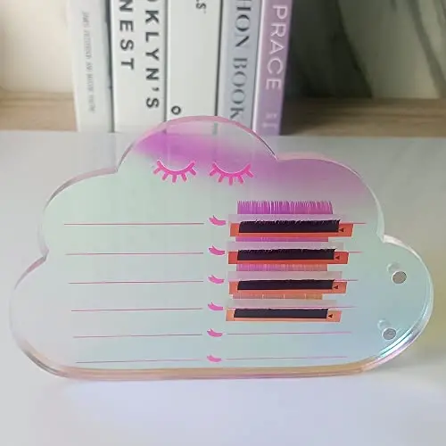 Grafting False Eyelash Acrylic Extension Pallet, Eyelash Extension Tweezers Plate Pad Makeup Palette Individual Training Tools Dazzling (Cloud-shaped C （5.9x3.94in）) - 5