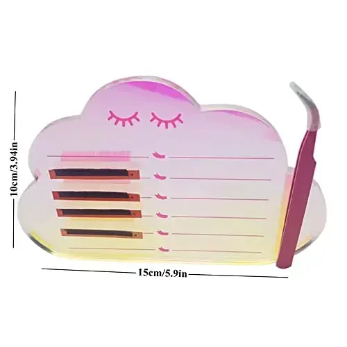 Grafting False Eyelash Acrylic Extension Pallet, Eyelash Extension Tweezers Plate Pad Makeup Palette Individual Training Tools Dazzling (Cloud-shaped C （5.9x3.94in）) - 3