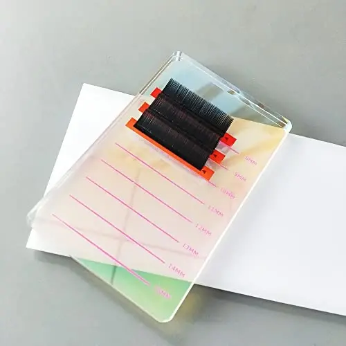 Grafting False Eyelash Acrylic Extension Pallet, Eyelash Extension Glue Tweezers Plate Pad Makeup Palette Individual Training Tools (Dazzling 4.72x2.95inch) - 6