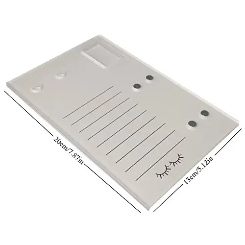 Grafting False Eyelash Acrylic Extension Pallet, Eyelash Extension Glue Tweezers Plate Pad Makeup Palette Individual Training Tools (White (7.87x5.12in)) - 6