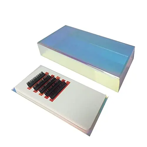 Grafting False Eyelash Acrylic Extension Pallet Organizer, Eyelash Extension Glue Tweezers Plate Makeup Palette, Dustproof Storage Box Display Training Tools Salon (Dazzling S with cover) - 4