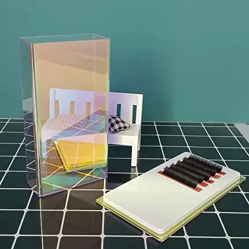 Grafting False Eyelash Acrylic Extension Pallet Organizer, Eyelash Extension Glue Tweezers Plate Makeup Palette, Dustproof Storage Box Display Training Tools Salon (Dazzling S with cover) - 6