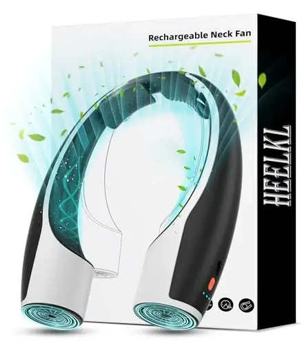 AI Neck Fan, 4 Speeds Adjustable Portable Personal Fan Rechargeable, 4000 mAh Battery Faster Cooling Wearable Fan, Ultra Quiet for Home, Office, Travel, Outdoor - Black - Heelkl