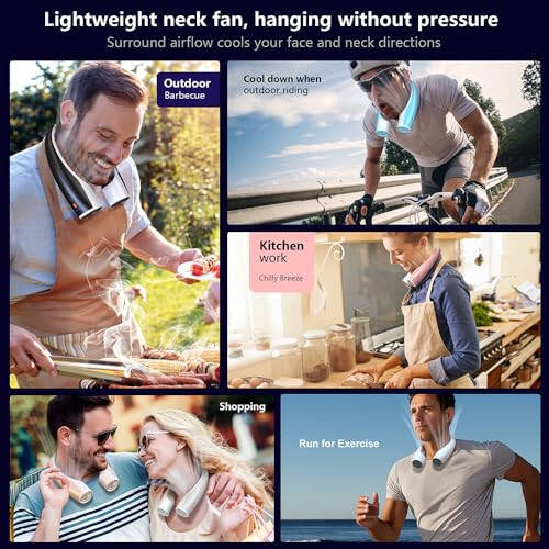 AI Neck Fan, 4 Speeds Adjustable Portable Personal Fan Rechargeable, 4000 mAh Battery Faster Cooling Wearable Fan, Ultra Quiet for Home, Office, Travel, Outdoor - Black - 6