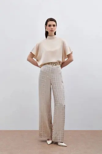 Yarasa Kol Bo'sh Bluz - Bej-Bej - 3