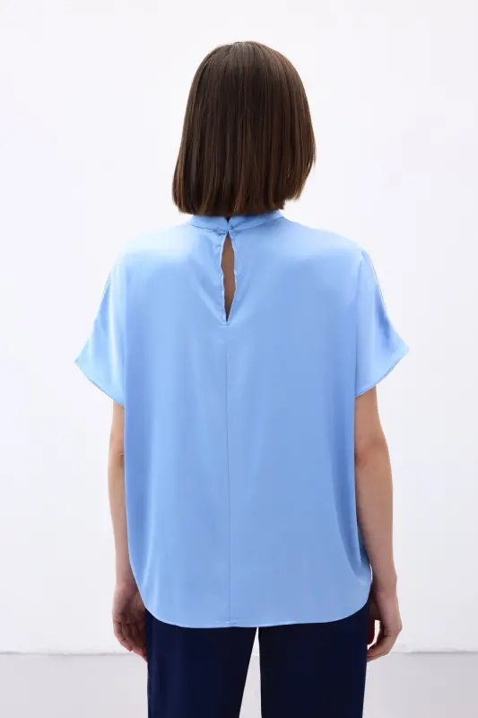 Yarasa Kol Salaş Bluz - Bebe Mavi-Bebe Mavi - 8