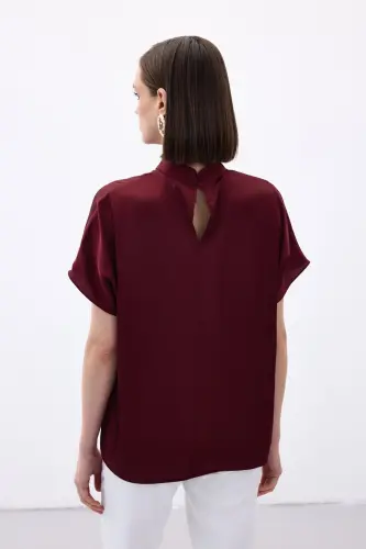 Yarasa Kol Salaş Bluz - Bordo-Bordo - 8