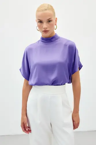 Yarasa Kol Salaş Bluz - Lila-Lila - 4