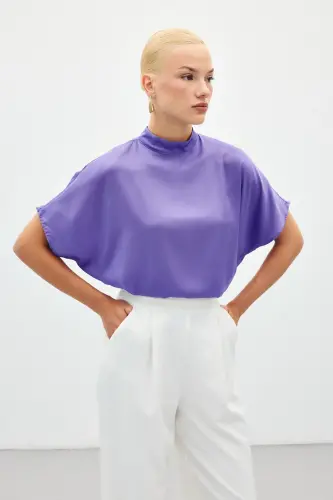 Yarasa Kol Salaş Bluz - Lila-Lila - 6