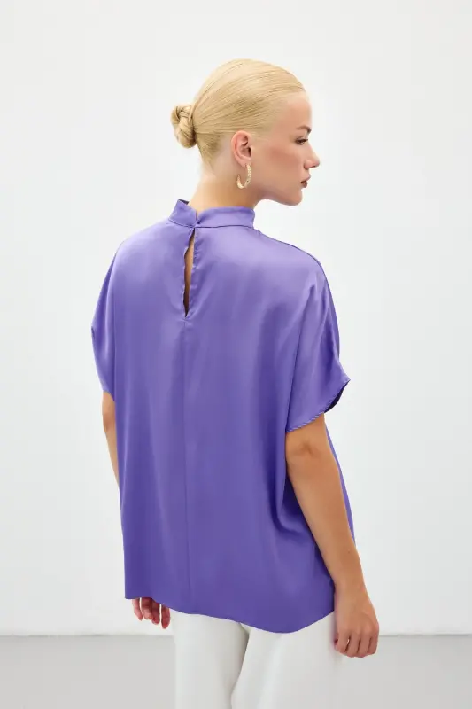 Yarasa Kol Salaş Bluz - Lila-Lila - 8
