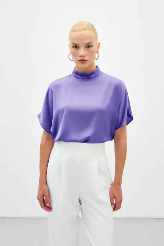 Yarasa Kol Salaş Bluz - Lila-Lila - 2
