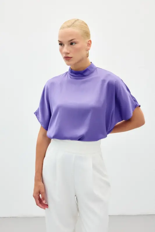Yarasa Kol Salaş Bluz - Lila-Lila - 3