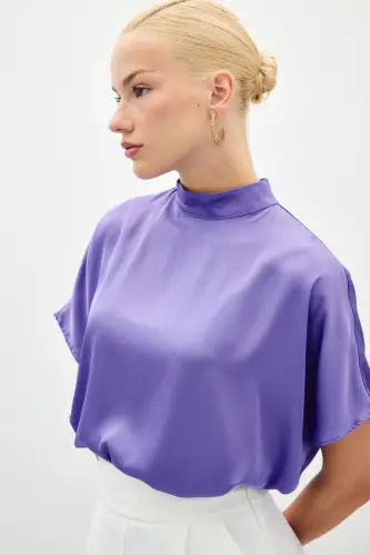 Yarasa Kol Salaş Bluz - Lila-Lila - 7