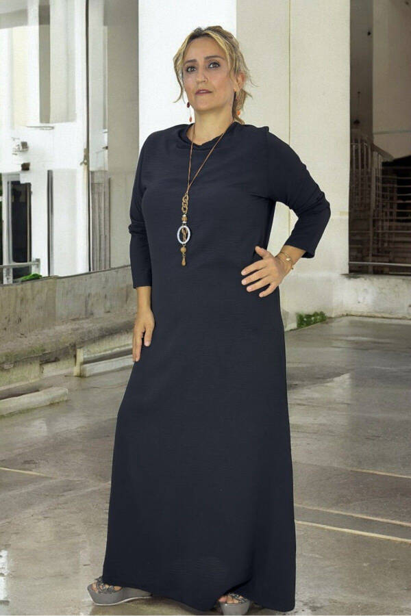 YARASA KOL TAŞ İŞLEMELİ PANÇO RAHAT KESİM KLOŞ ELBİSE BÜYÜK BEDEN İKİLİ AEROBİN ELBİSE - 2