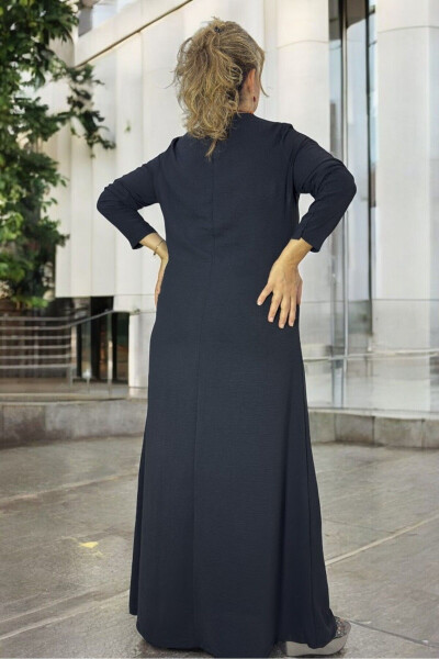 YARASA KOL TAŞ İŞLEMELİ PANÇO RAHAT KESİM KLOŞ ELBİSE BÜYÜK BEDEN İKİLİ AEROBİN ELBİSE - 6