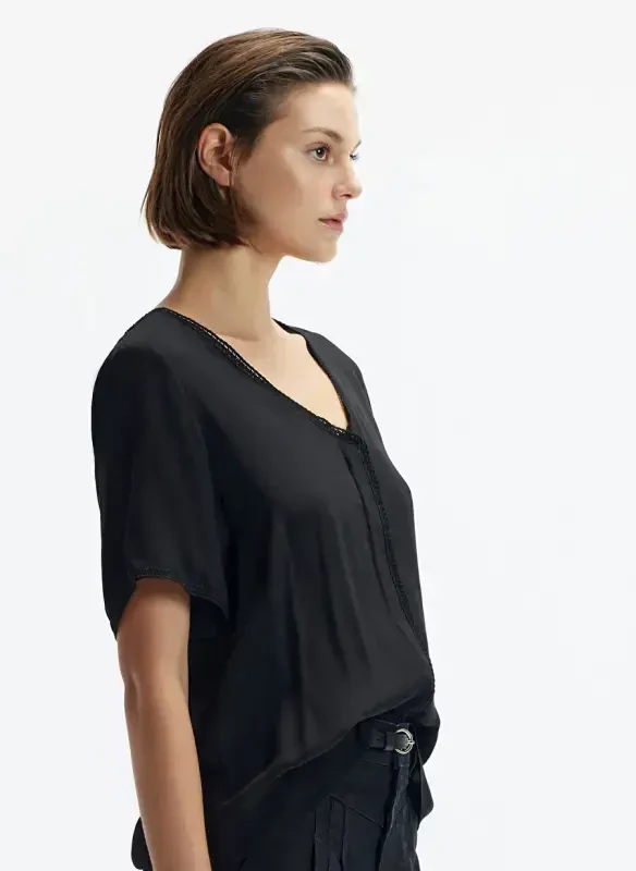 Yargʻichi Rahat V Yaka Duz Qora Ayollar Koʻylagi 24YKGM6010X - 2