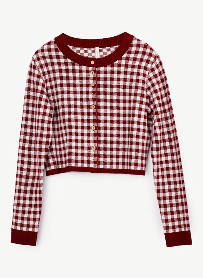 Yargıcı Burgundy Women's Cardigan 23KKTR2037X - 4