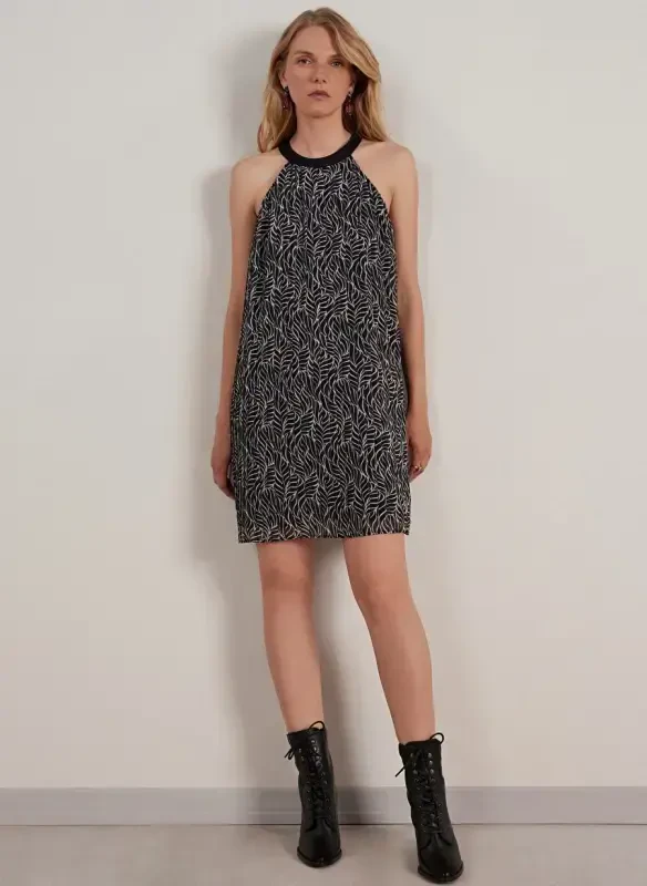 Yargıcı Ecru Knee Length Women's Dress 23KKEL7010X - 1