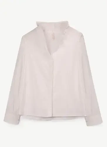 Yargıcı Normal Classic Collar Off White Women's Shirt 23KKGM6009X - 5