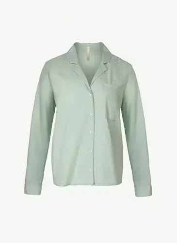 Yargıcı Normal Plain Collar Aquamarine Women's Shirt 23KKGM6006X - 3
