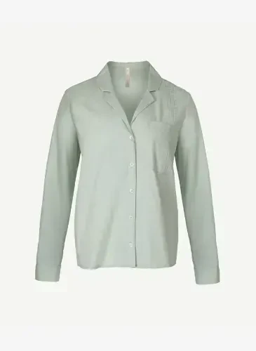 Yargıcı Normal Plain Collar Aquamarine Women's Shirt 23KKGM6006X - 4