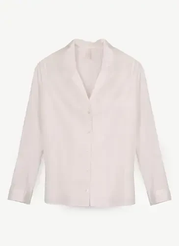 Yargıcı Normal Plain Collar Off White Women's Shirt 23KKGM6006X - 5
