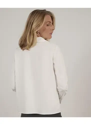 Yargıcı Normal Plain Collar Off White Women's Shirt 23KKGM6006X - YARGICI (1)