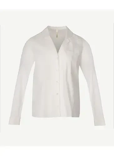 Yargıcı Normal Plain Collar Off White Women's Shirt 23KKGM6006X - 3