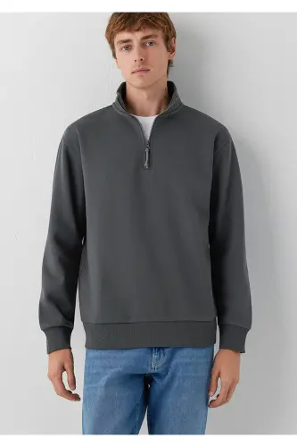 Yarı Fermuarlı Antrasit Basic Sweatshirt 0S10278-91268 - Antrasit - MAVI (1)