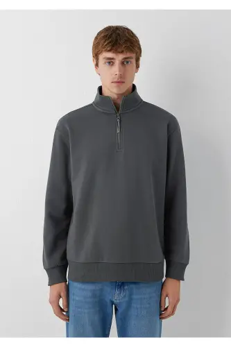 Yarı Fermuarlı Antrasit Basic Sweatshirt 0S10278-91268 - Antrasit - 3