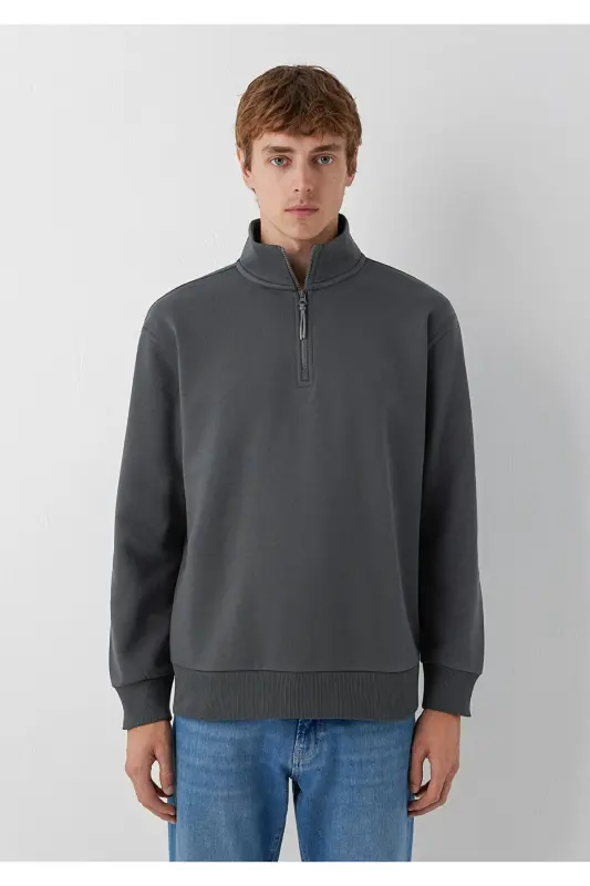 Yarı Fermuarlı Antrasit Basic Sweatshirt 0S10278-91268 - Antrasit - 3