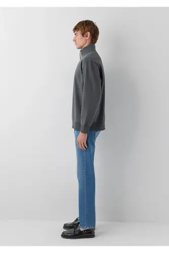 Yarı Fermuarlı Antrasit Basic Sweatshirt 0S10278-91268 - Antrasit - 4