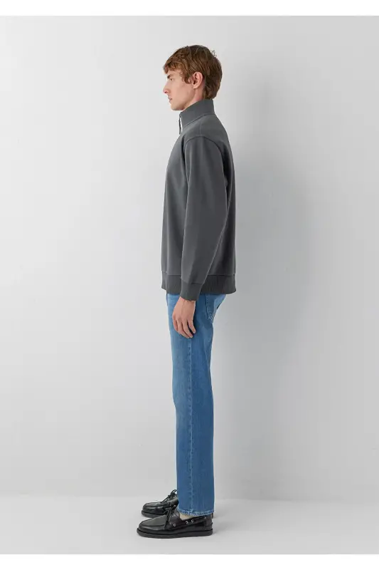 Yarı Fermuarlı Antrasit Basic Sweatshirt 0S10278-91268 - Antrasit - 4
