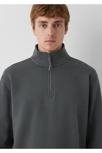 Yarı Fermuarlı Antrasit Basic Sweatshirt 0S10278-91268 - Antrasit - 6