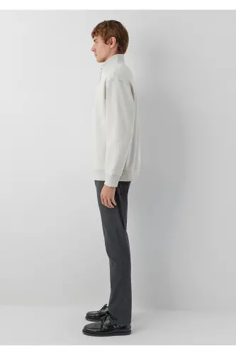 Yarı Fermuarlı Bej Basic Sweatshirt 0S10278-70144 - Bej - 4