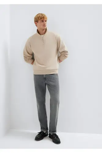 Yarı Fermuarlı Ekru Sweatshirt 0S10278-70004-Ekru - MAVI (1)