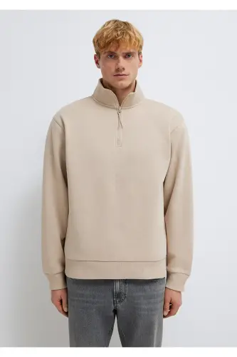 Yarı Fermuarlı Ekru Sweatshirt 0S10278-70004-Ekru - 3