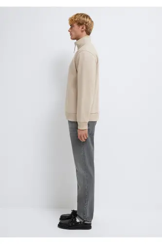 Yarı Fermuarlı Ekru Sweatshirt 0S10278-70004-Ekru - 4