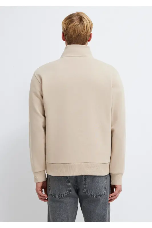 Yarı Fermuarlı Ekru Sweatshirt 0S10278-70004-Ekru - 5