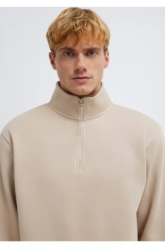 Yarı Fermuarlı Ekru Sweatshirt 0S10278-70004-Ekru - 6