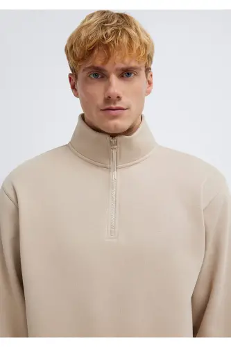 Yarı Fermuarlı Ekru Sweatshirt 0S10278-70004 - Ekru - 6