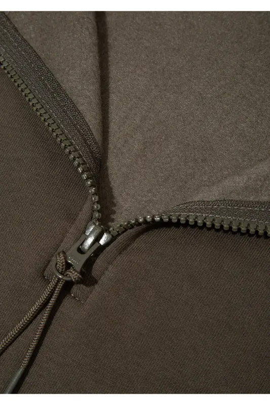 Yarı Fermuarlı Haki Basic Sweatshirt 0S10278-71553-Yeşil - 7