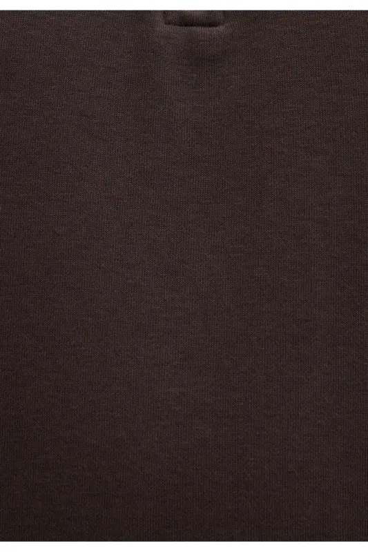 Yarı Fermuarlı Kahverengi Basic Sweatshirt 0S10278-70251-Kahverengi - 5