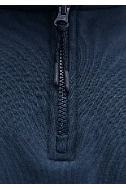 Yarı Fermuarlı Lacivert Basic Sweatshirt 0S10278-70490-Lacivert - 8