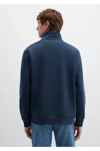 Yarı Fermuarlı Lacivert Basic Sweatshirt 0S10278-70490 - Lacivert-70490 - 5