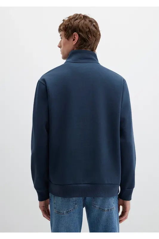 Yarı Fermuarlı Lacivert Basic Sweatshirt 0S10278-70490 - Lacivert-70490 - 5