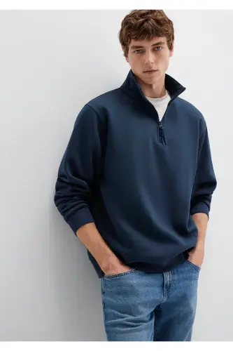 Yarı Fermuarlı Lacivert Basic Sweatshirt 0S10278-70490 - Lacivert-70490 - MAVI (1)