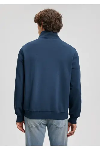 Yarı Fermuarlı Lacivert Sweatshirt 0610908-70490 - Lacivert-70490 - 4