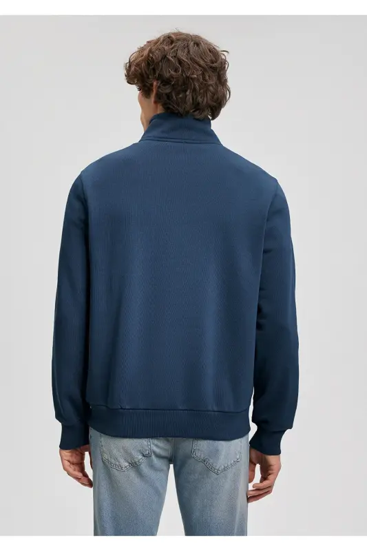 Yarı Fermuarlı Lacivert Sweatshirt 0610908-70490 - Lacivert-70490 - 4