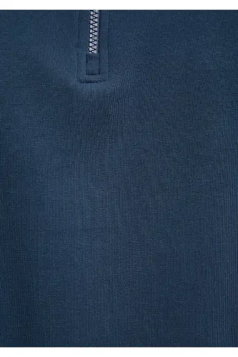Yarı Fermuarlı Lacivert Sweatshirt 0610908-70490 - Lacivert-70490 - 6